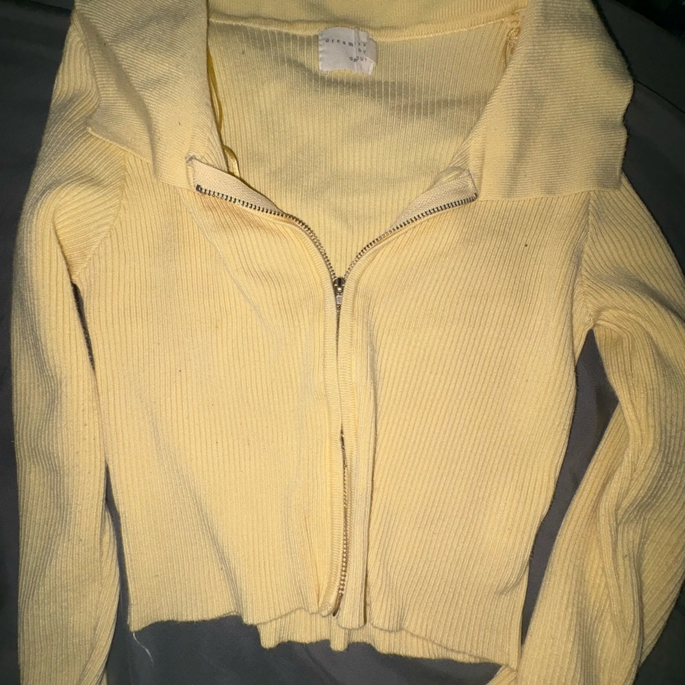 Dreamers Yellow Zip-Up Women's Sweater